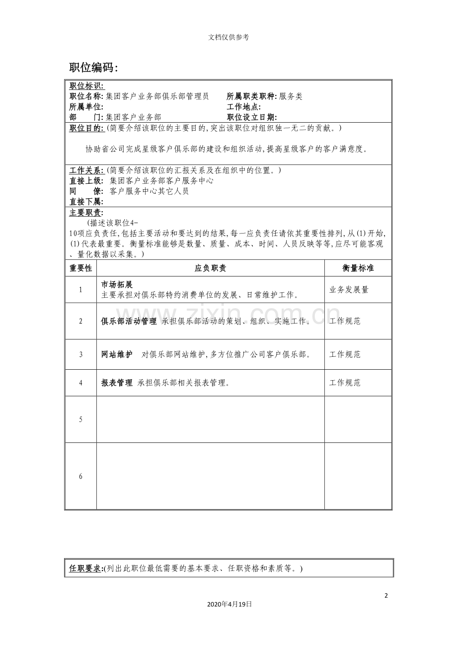 集团客户业务部俱乐部管理员岗位职责.doc_第2页