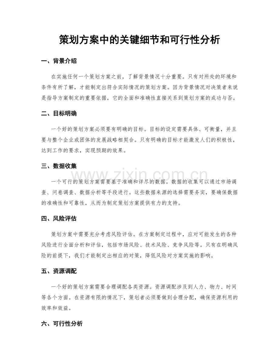 策划方案中的关键细节和可行性分析.docx_第1页