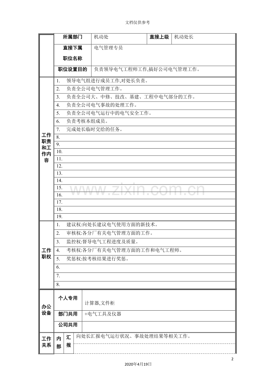 电气组长的职位说明书.doc_第2页