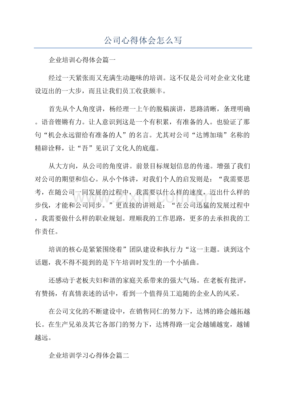 公司心得体会怎么写.docx_第1页