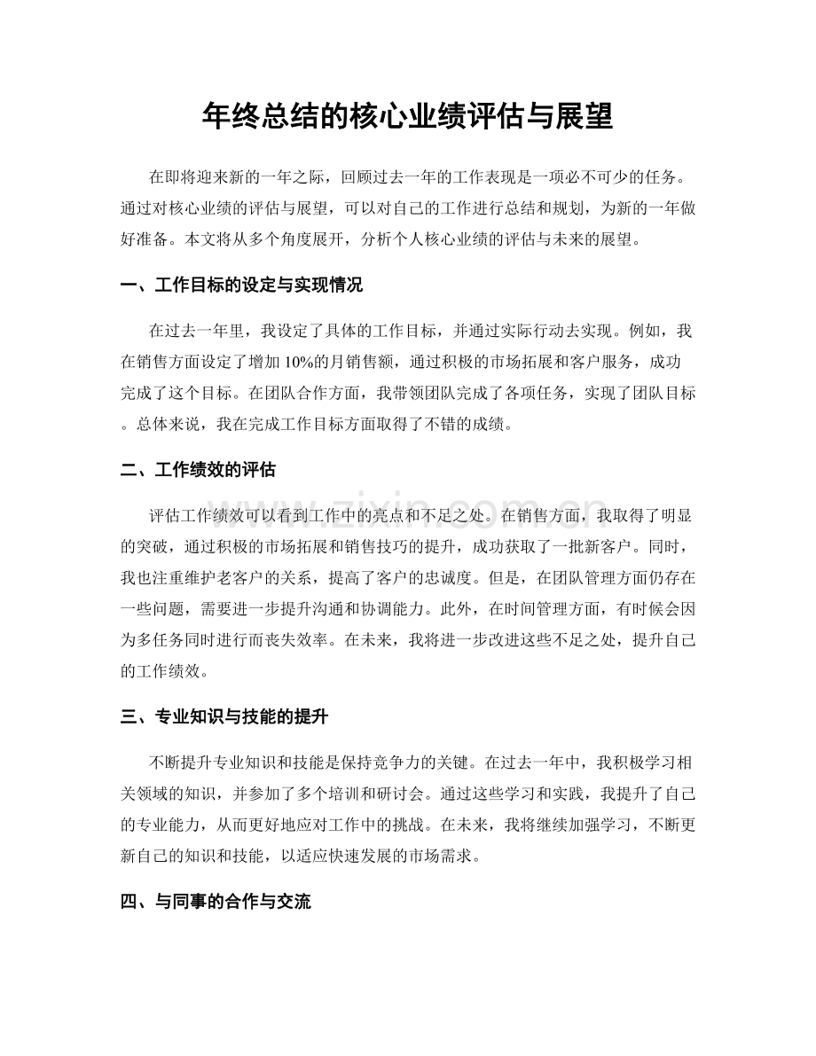 年终总结的核心业绩评估与展望.docx_第1页