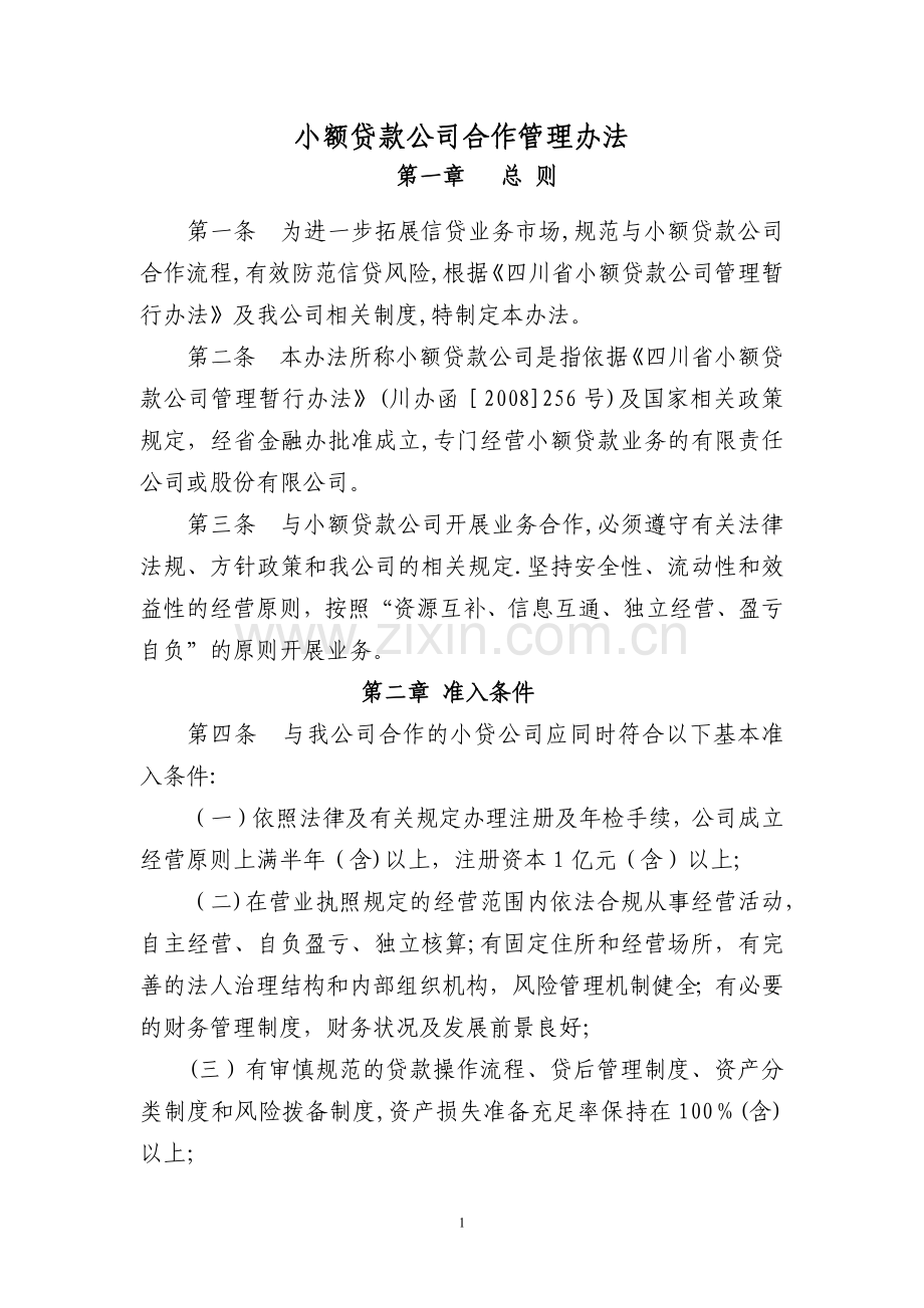 小额贷款公司合作管理办法.docx_第1页