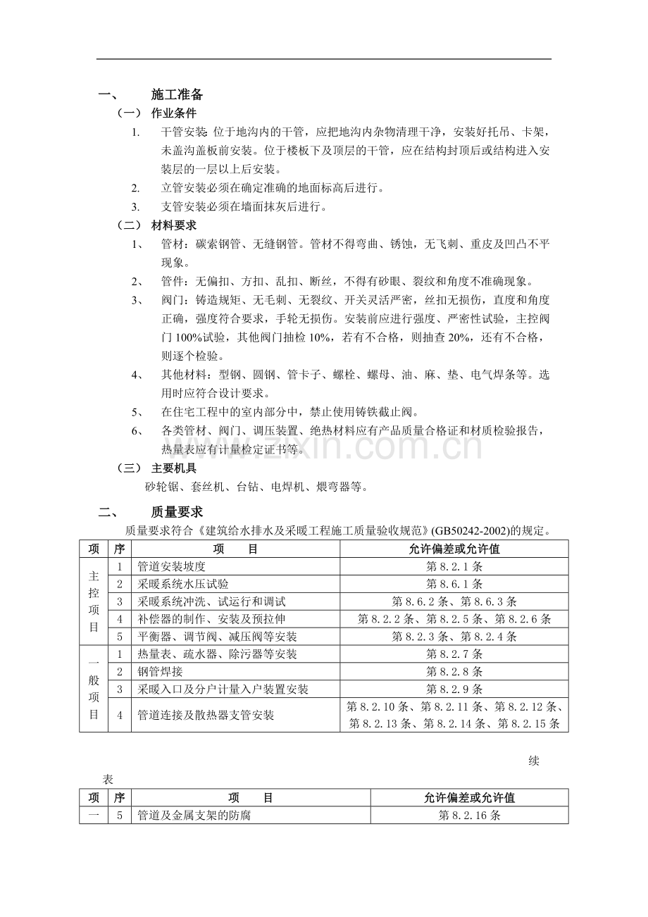 室内采暖管道安装工程技术交底-(2).doc_第1页