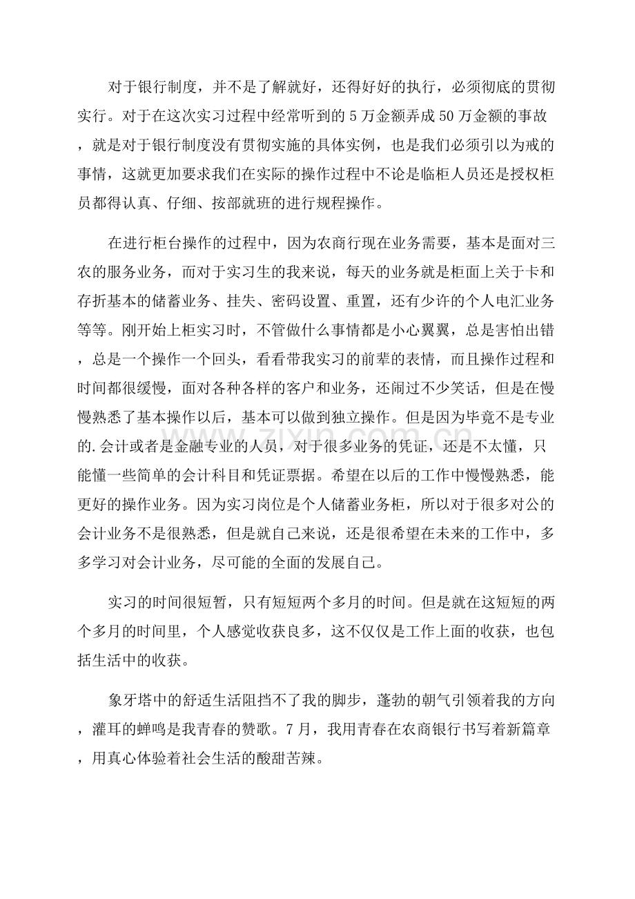 大学生银行实习心得体会范文范例.docx_第2页