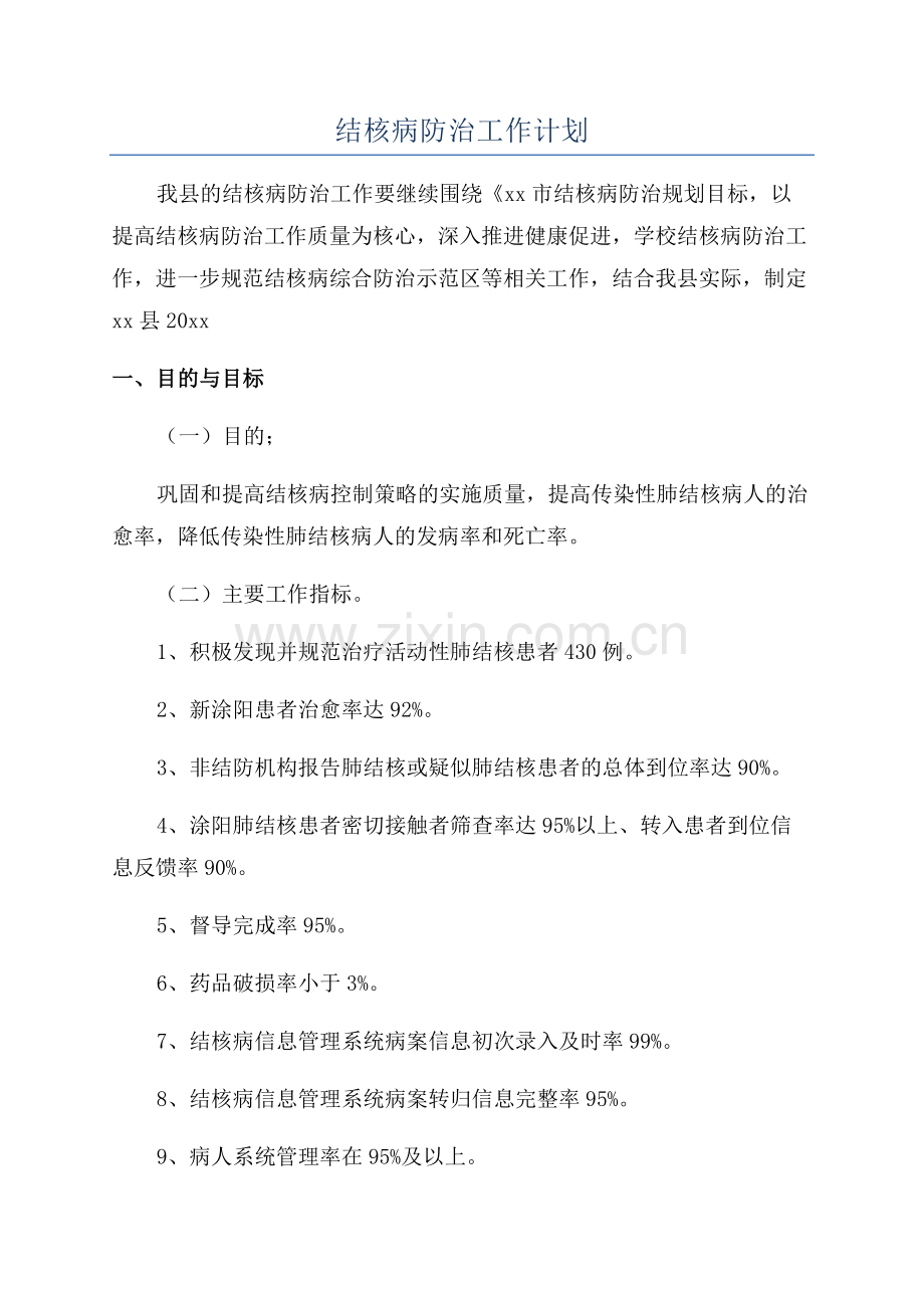 结核病防治工作计划.docx_第1页