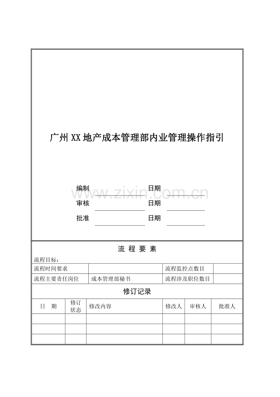 房地产公司成本管理部管理操作流程(图表).doc_第1页