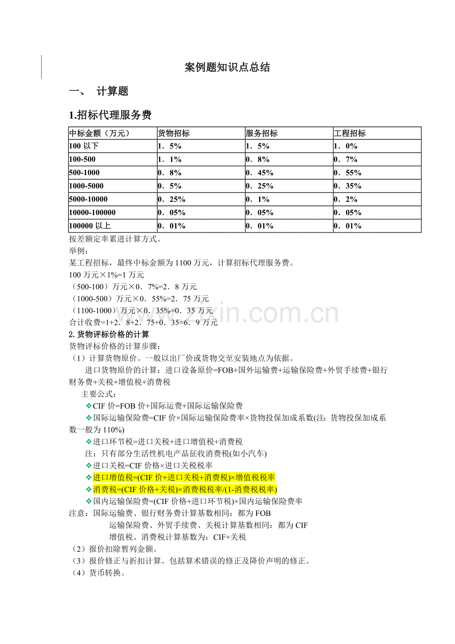 招标师案例必考知识点总结.doc_第1页