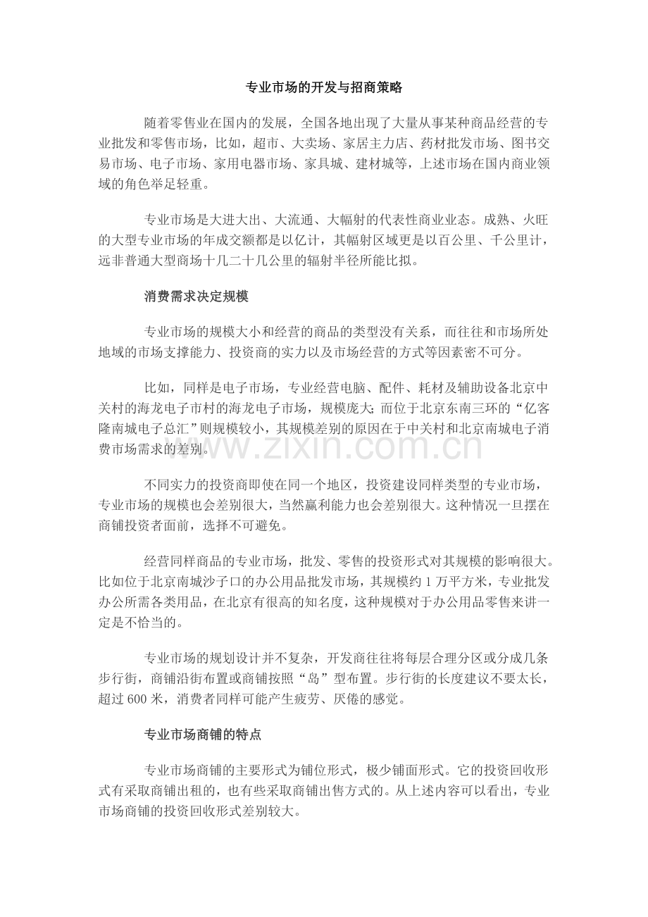 专业市场的开发与招商策略.doc_第1页