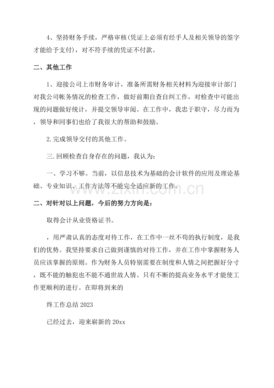 企业出纳年终工作总结2023年.docx_第2页