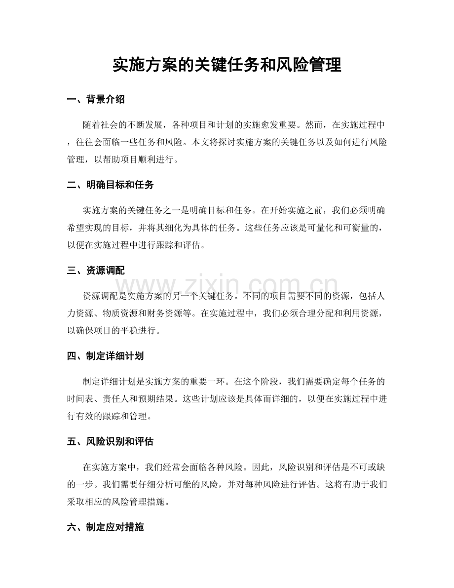 实施方案的关键任务和风险管理.docx_第1页