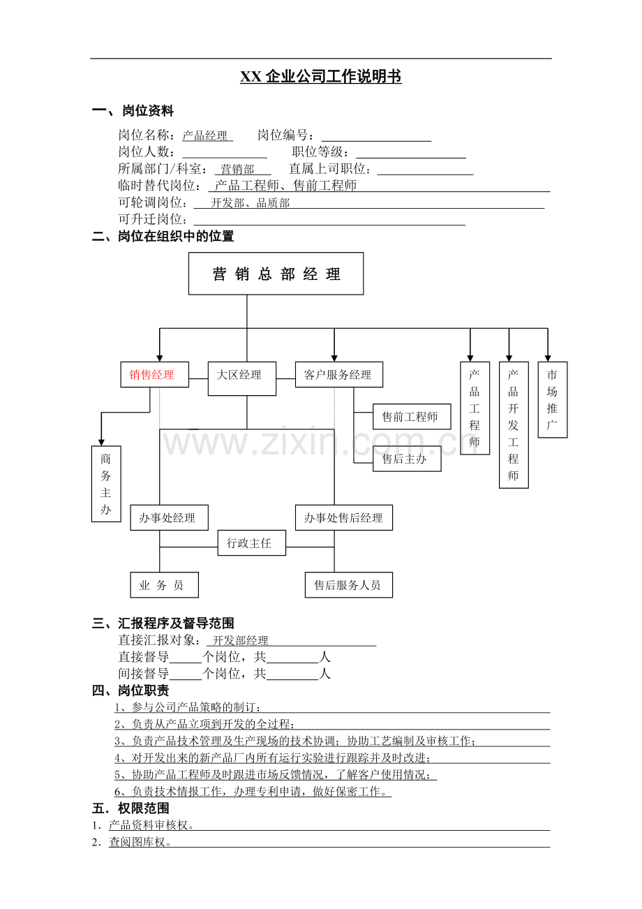 产品开发工程师职务说明书.doc_第1页