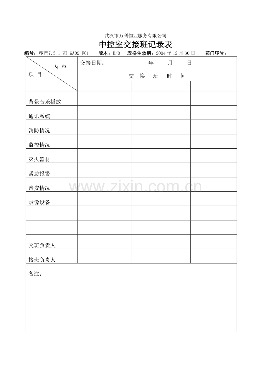 中控室交接班记录表.doc_第1页