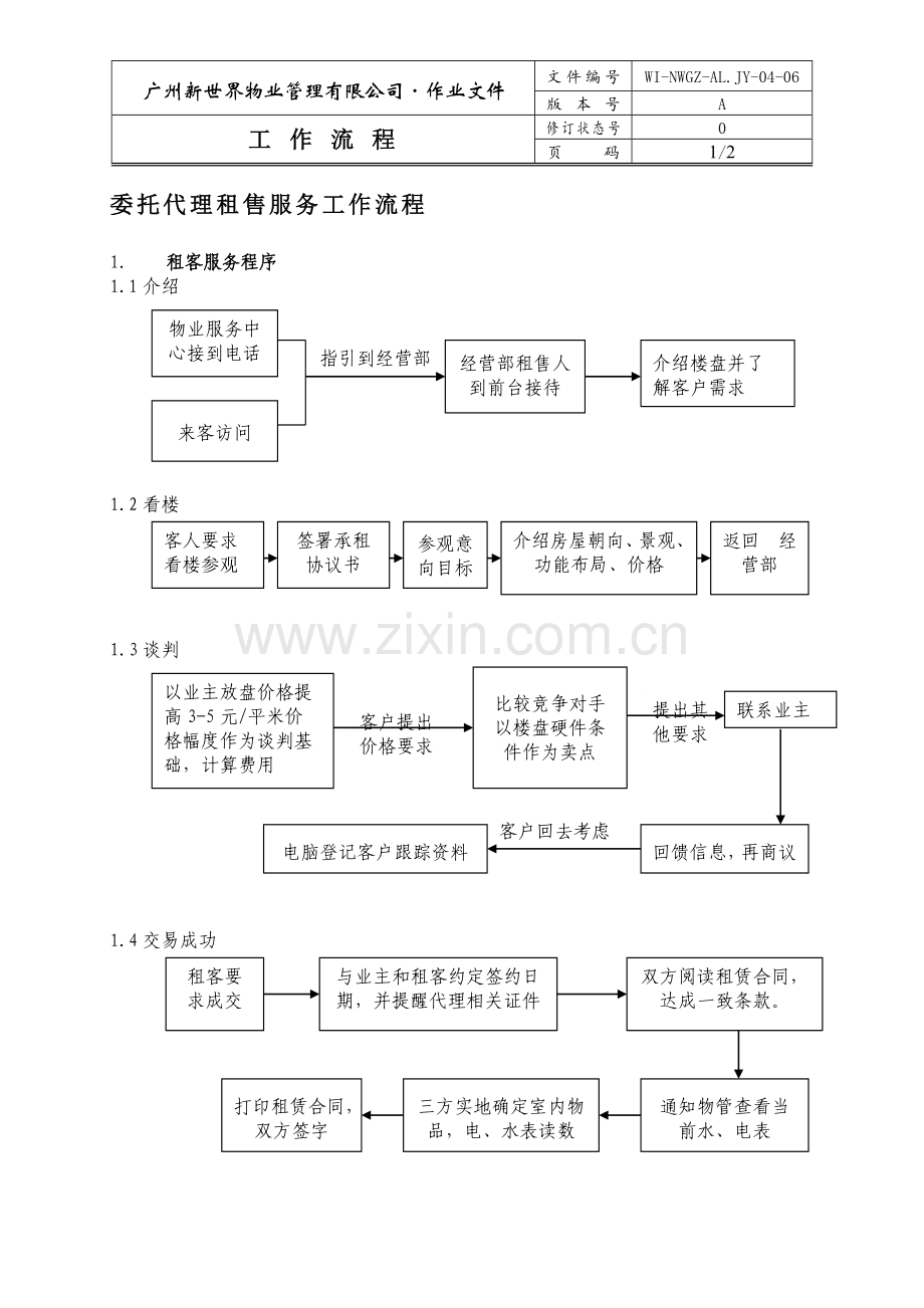 委托代理租售服务工作流程.doc_第1页