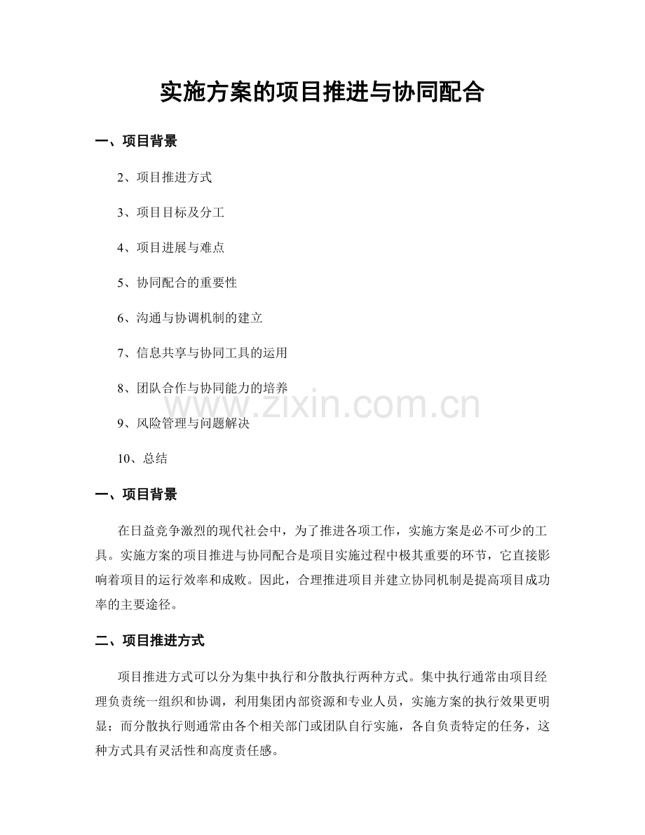 实施方案的项目推进与协同配合.docx_第1页