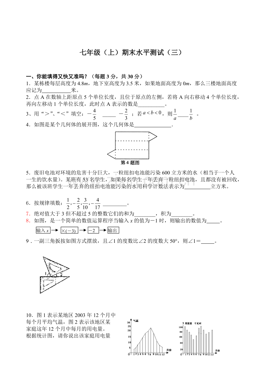 人教七上数学期末测试卷.pdf_第1页