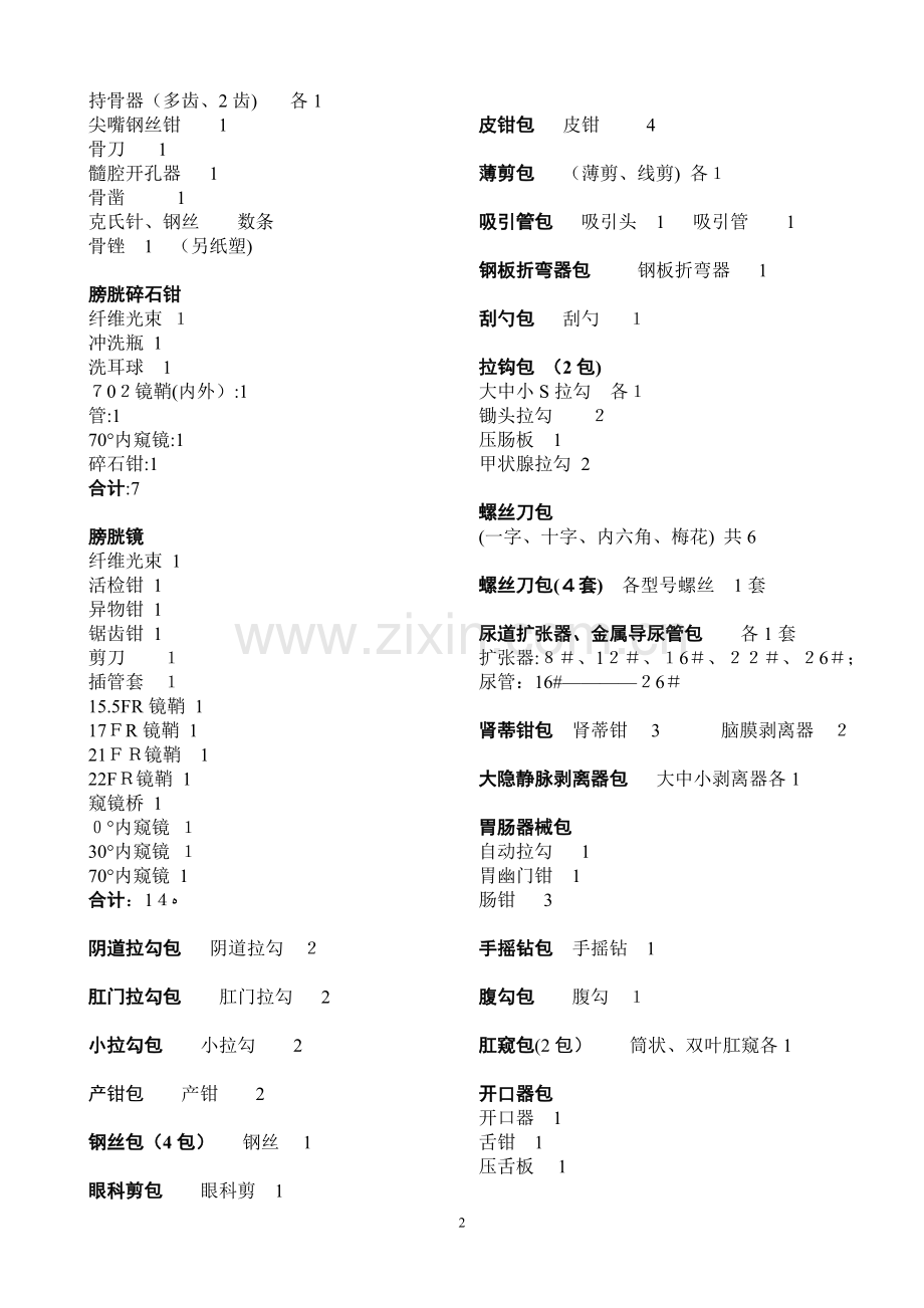 手术室各类器械包清单.doc_第2页