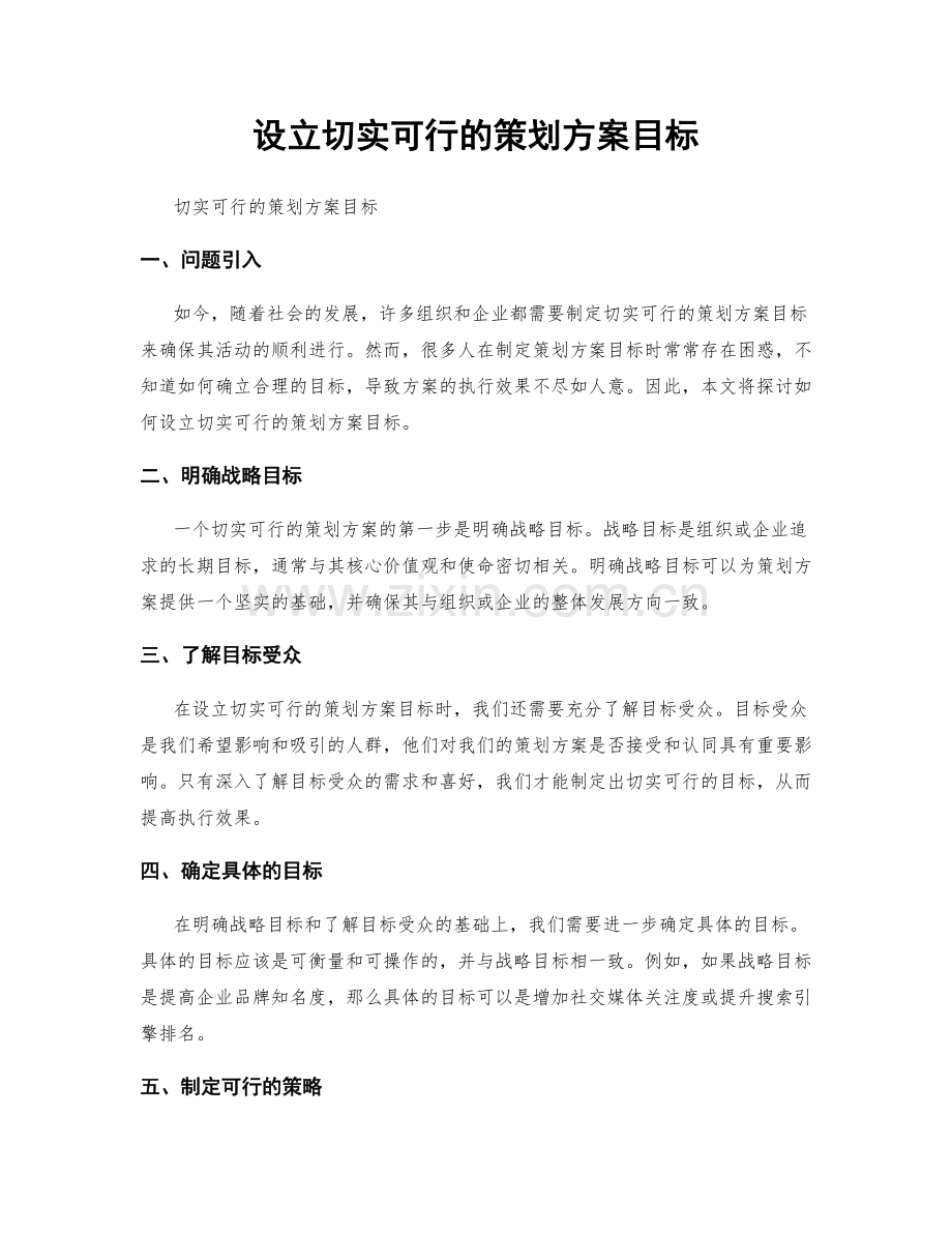 设立切实可行的策划方案目标.docx_第1页