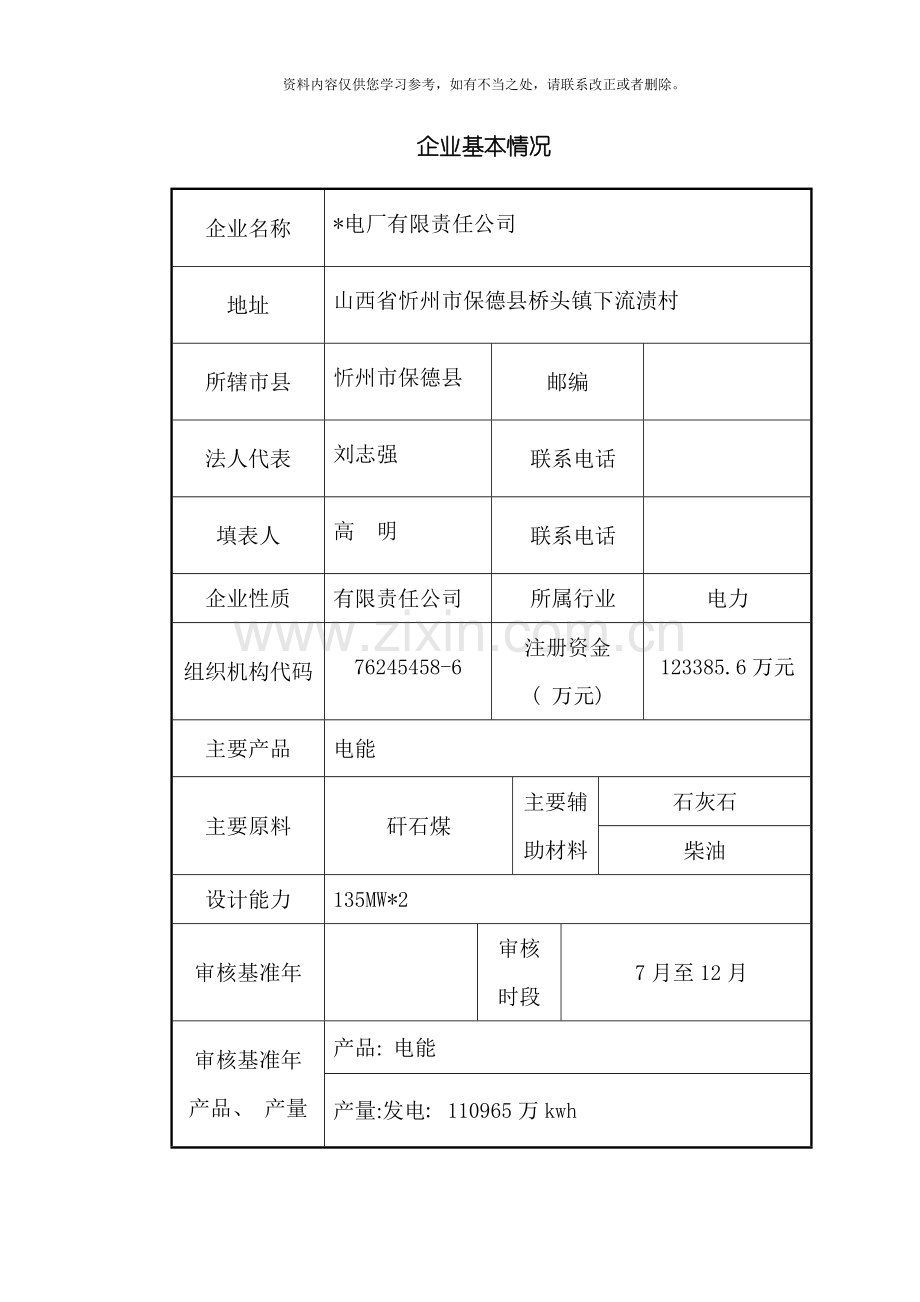 电厂清洁生产审核报告样本.doc_第1页