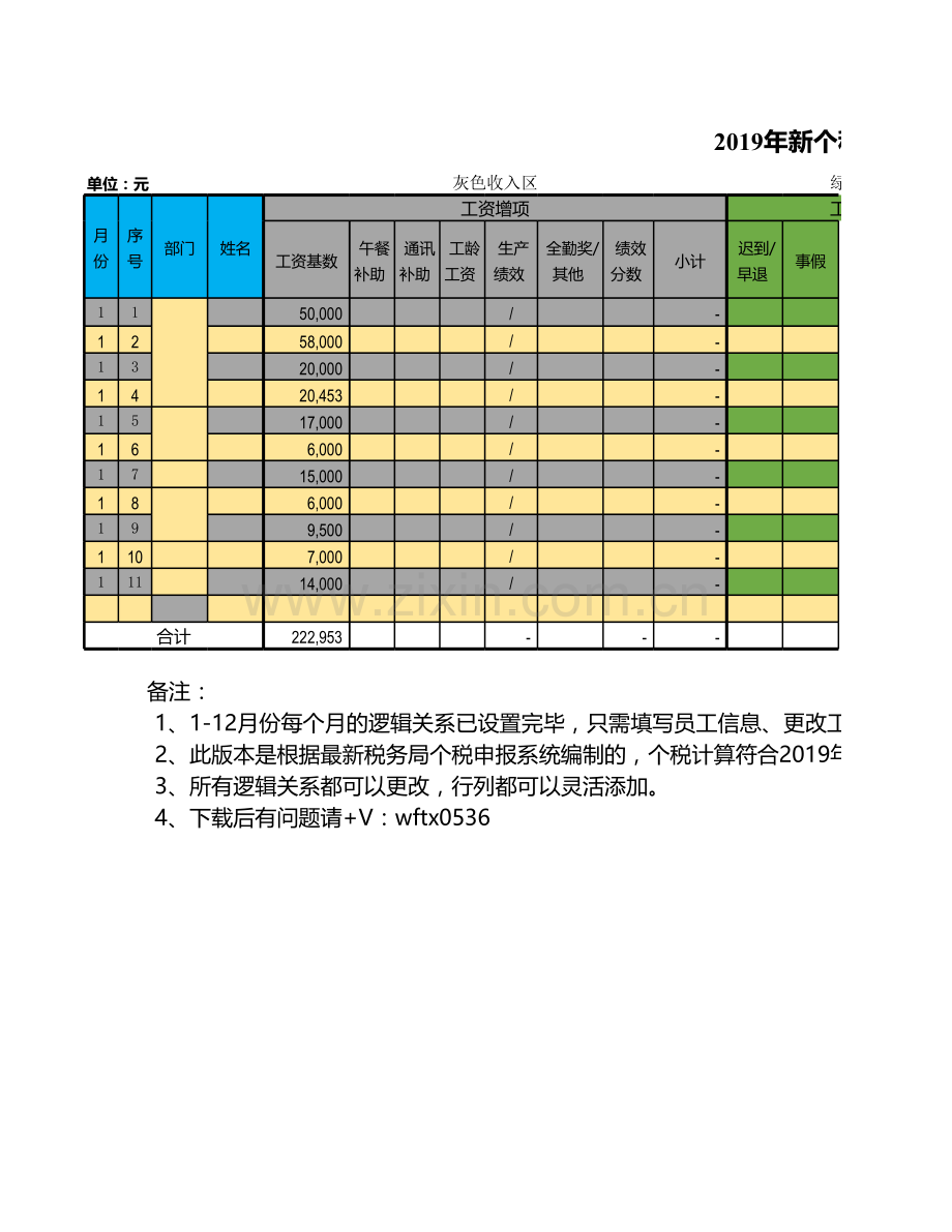 2019年新个税工资表计算通用模版.xls_第2页