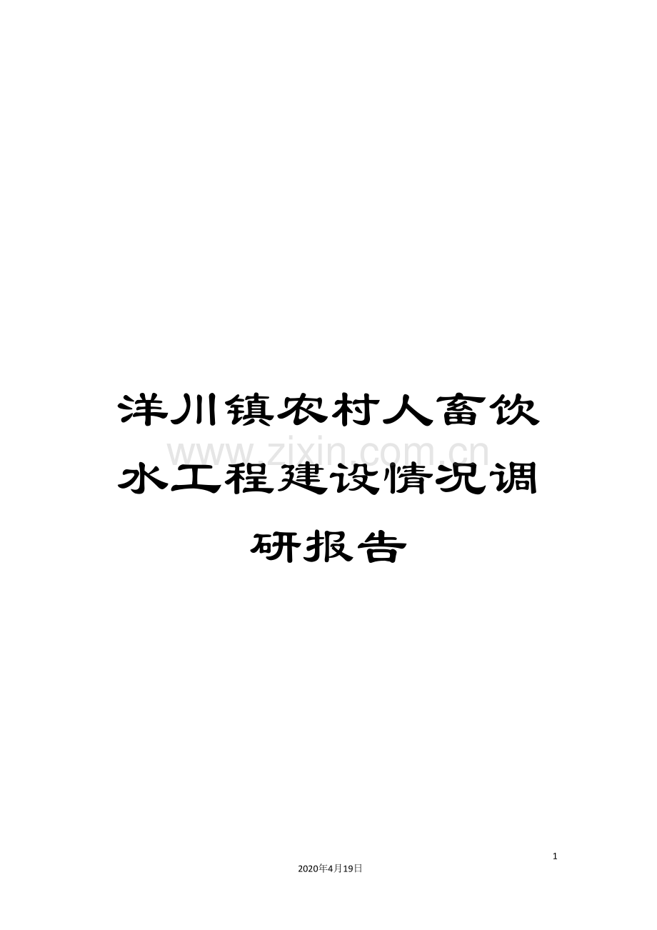 洋川镇农村人畜饮水工程建设情况调研报告样本.doc_第1页