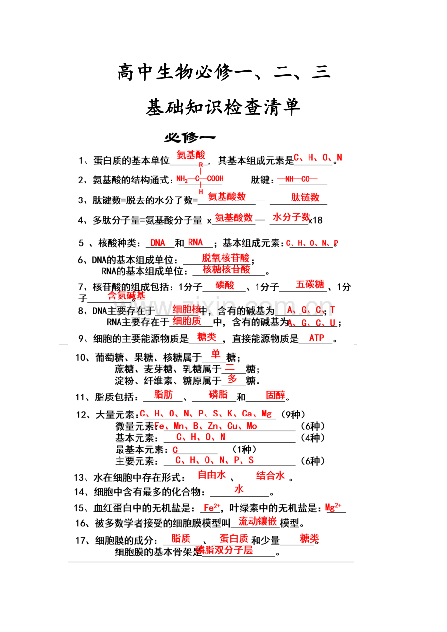 高中生物会考知识点总结资料(便于背诵).doc_第1页