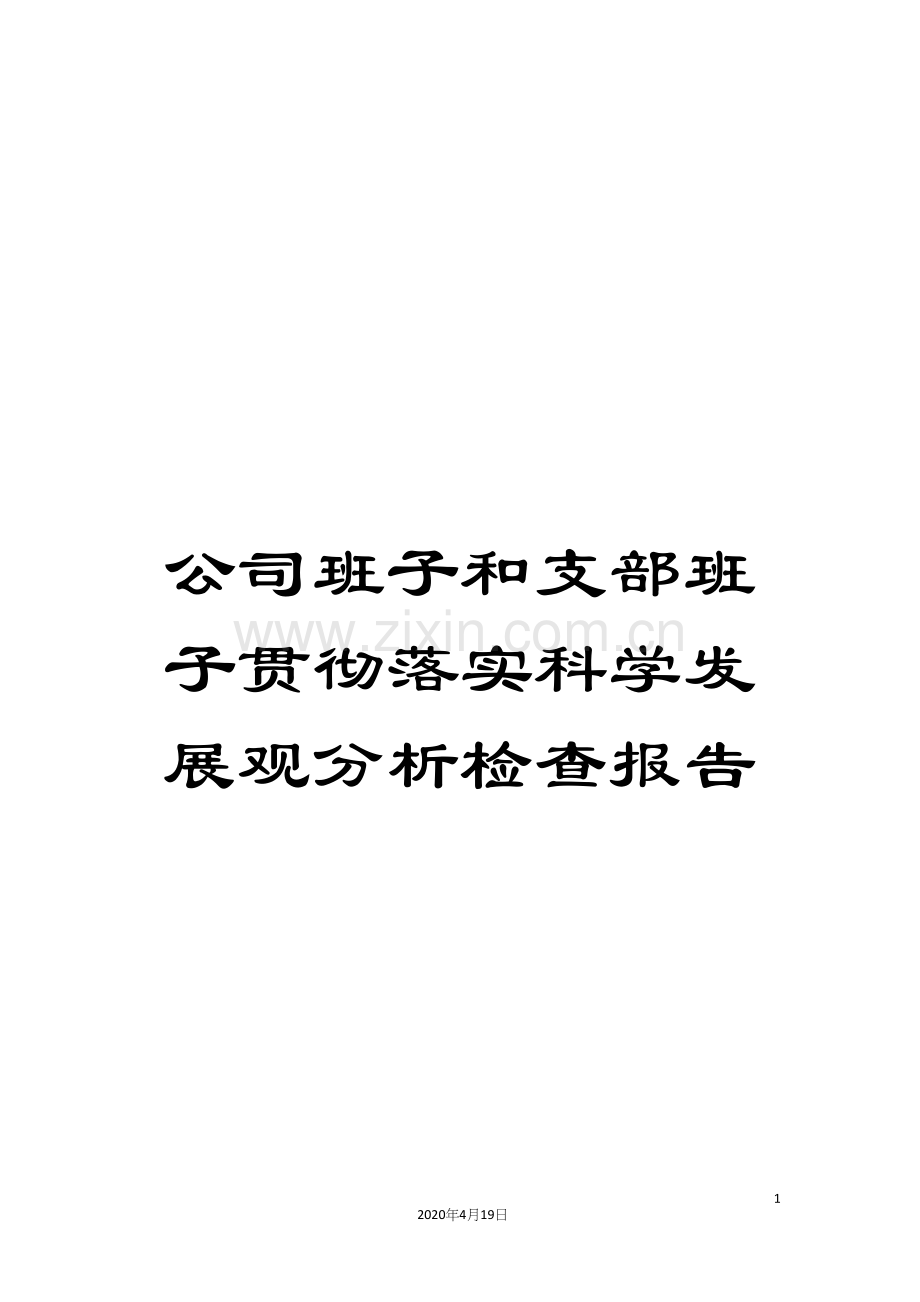 公司班子和支部班子贯彻落实科学发展观分析检查报告.docx_第1页