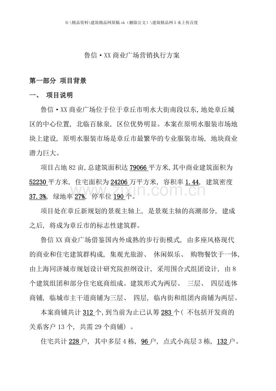 章丘市鲁信商业广场营销执行方案.doc_第1页