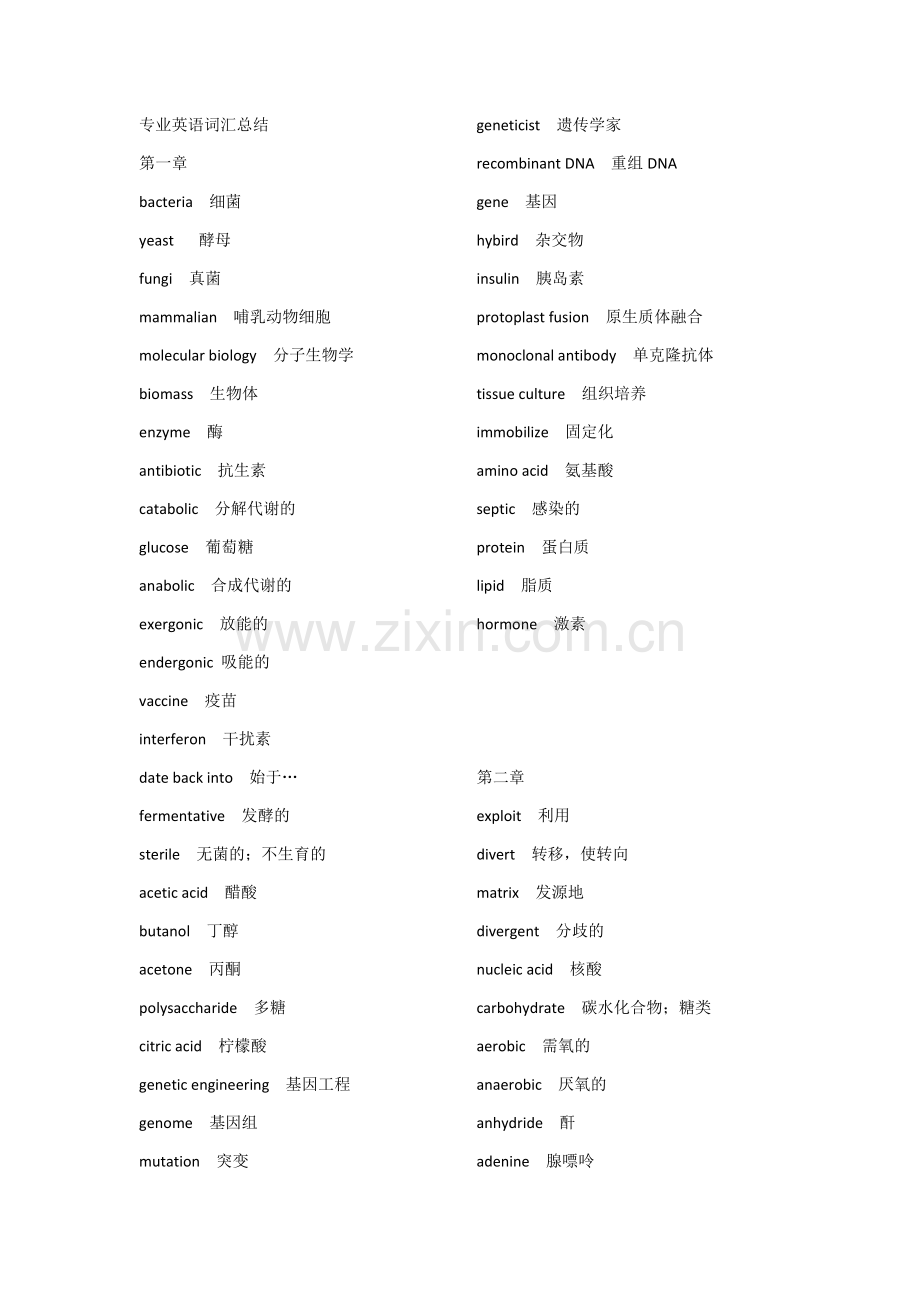 生物工程专业英语词汇总结.doc_第1页