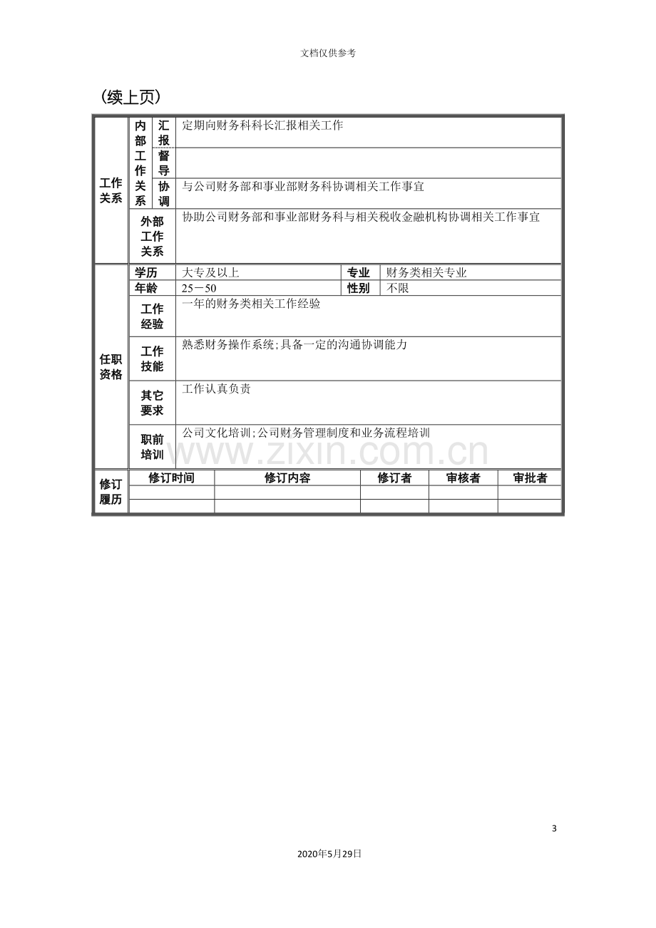 营销事业部销售会计职务说明书.doc_第3页