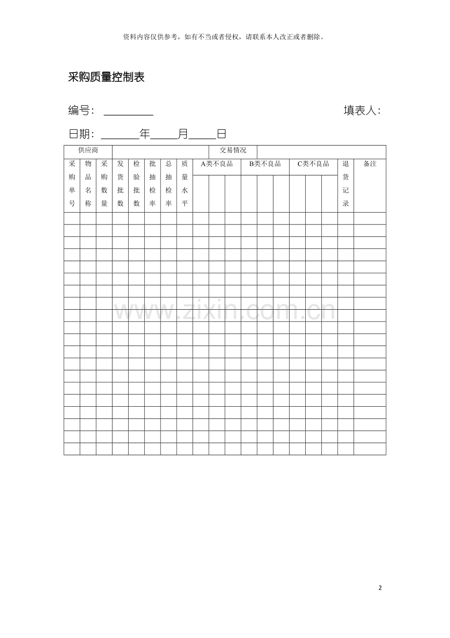 采购质量控制表模板.doc_第2页