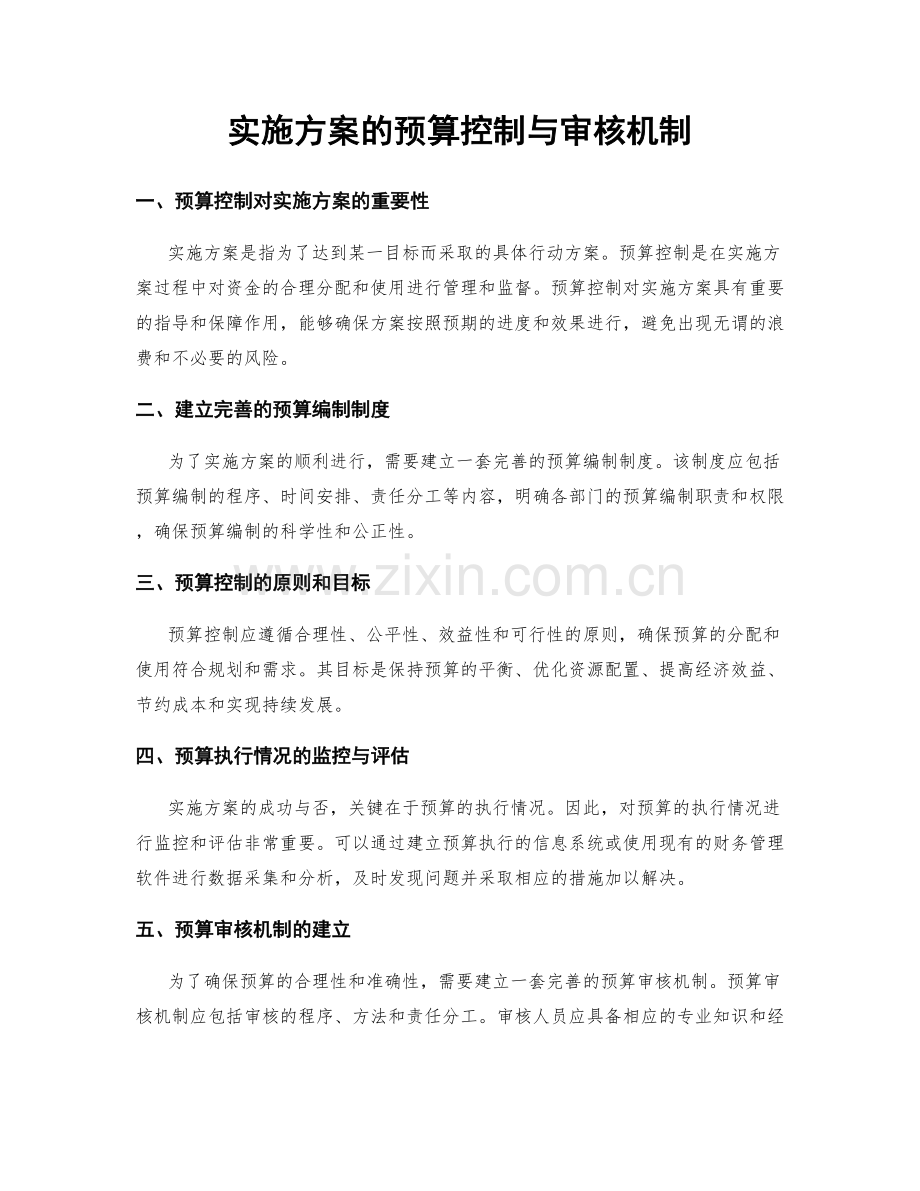 实施方案的预算控制与审核机制.docx_第1页