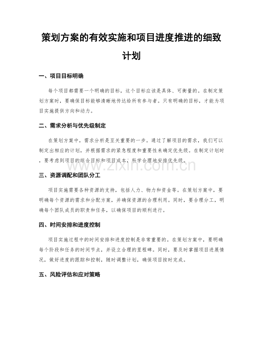 策划方案的有效实施和项目进度推进的细致计划.docx_第1页