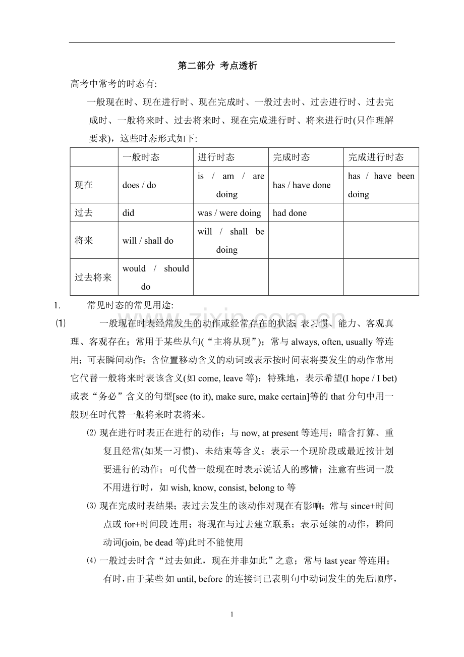 英语时态考点全面解析.doc_第1页