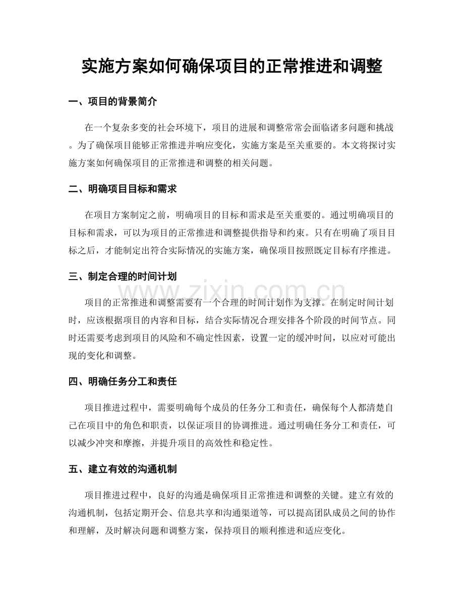 实施方案如何确保项目的正常推进和调整.docx_第1页