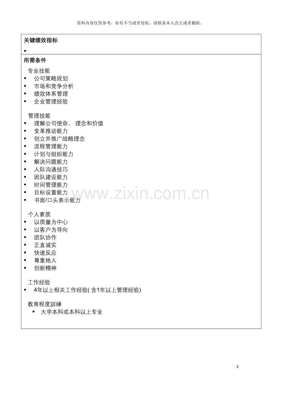 信息科技集团战略规划主管岗位说明书.doc_第3页