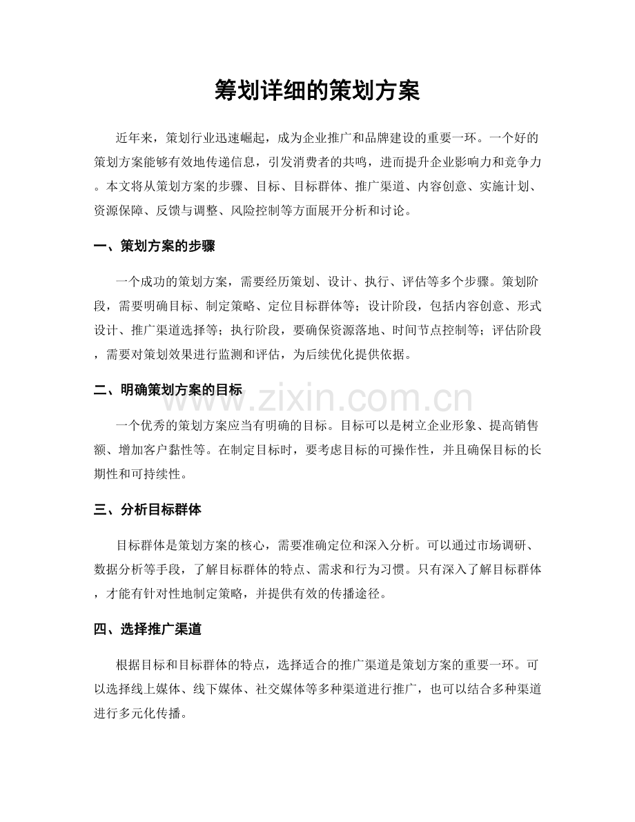 筹划详细的策划方案.docx_第1页