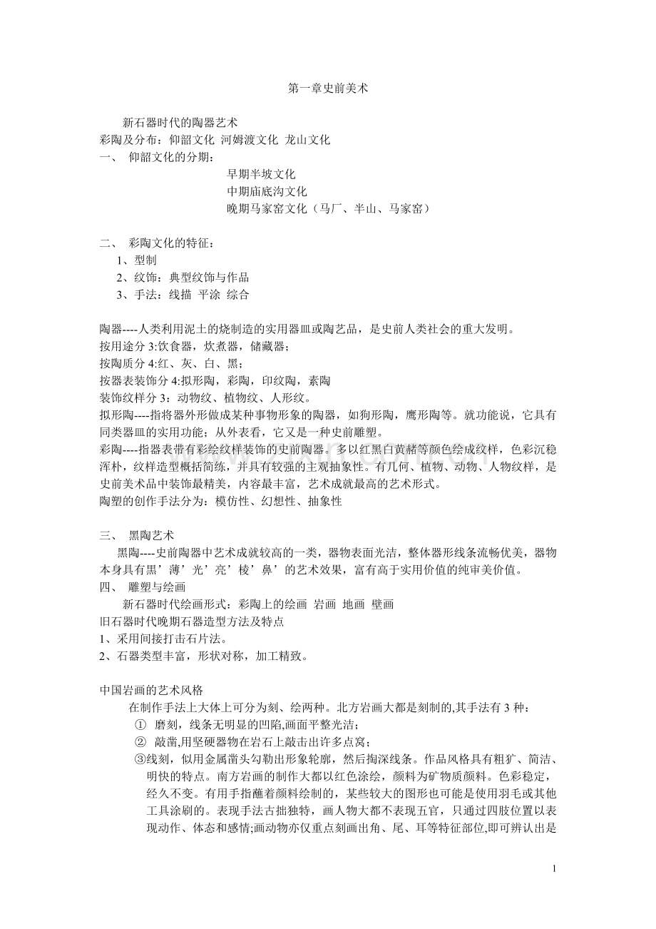 中国美术简史总结的笔记.doc_第1页