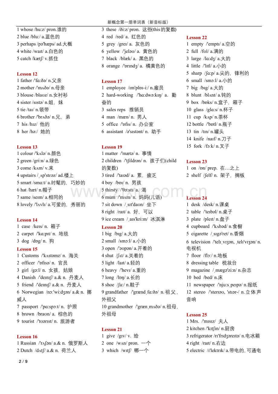 新概念第一册单词表(新音标精校版).doc_第2页
