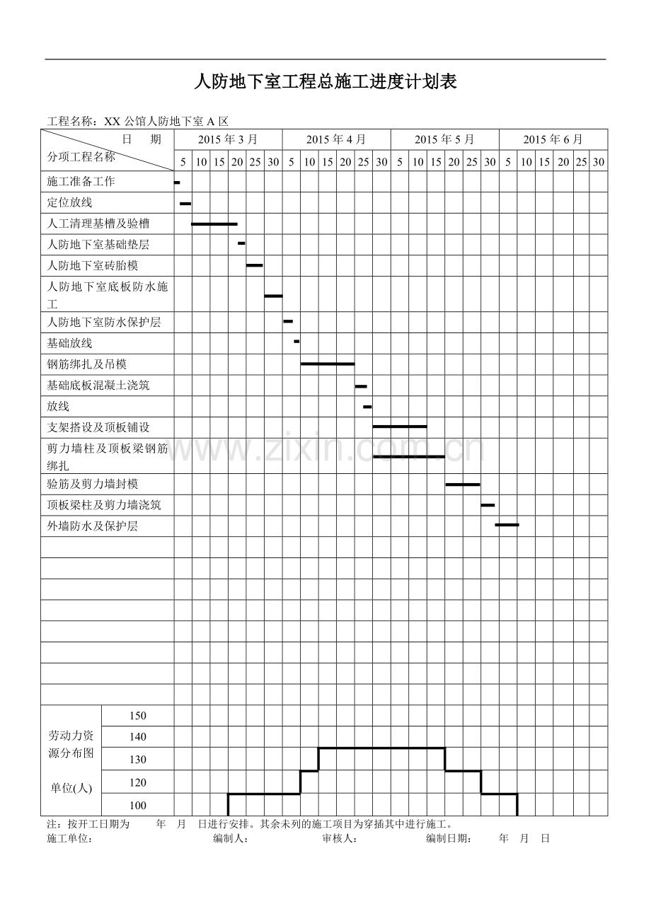 基础地下室工程施工进度计划表.doc_第1页