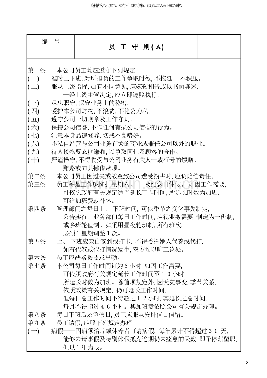 公司针对不同岗位性质员工的员工守则模板.doc_第2页