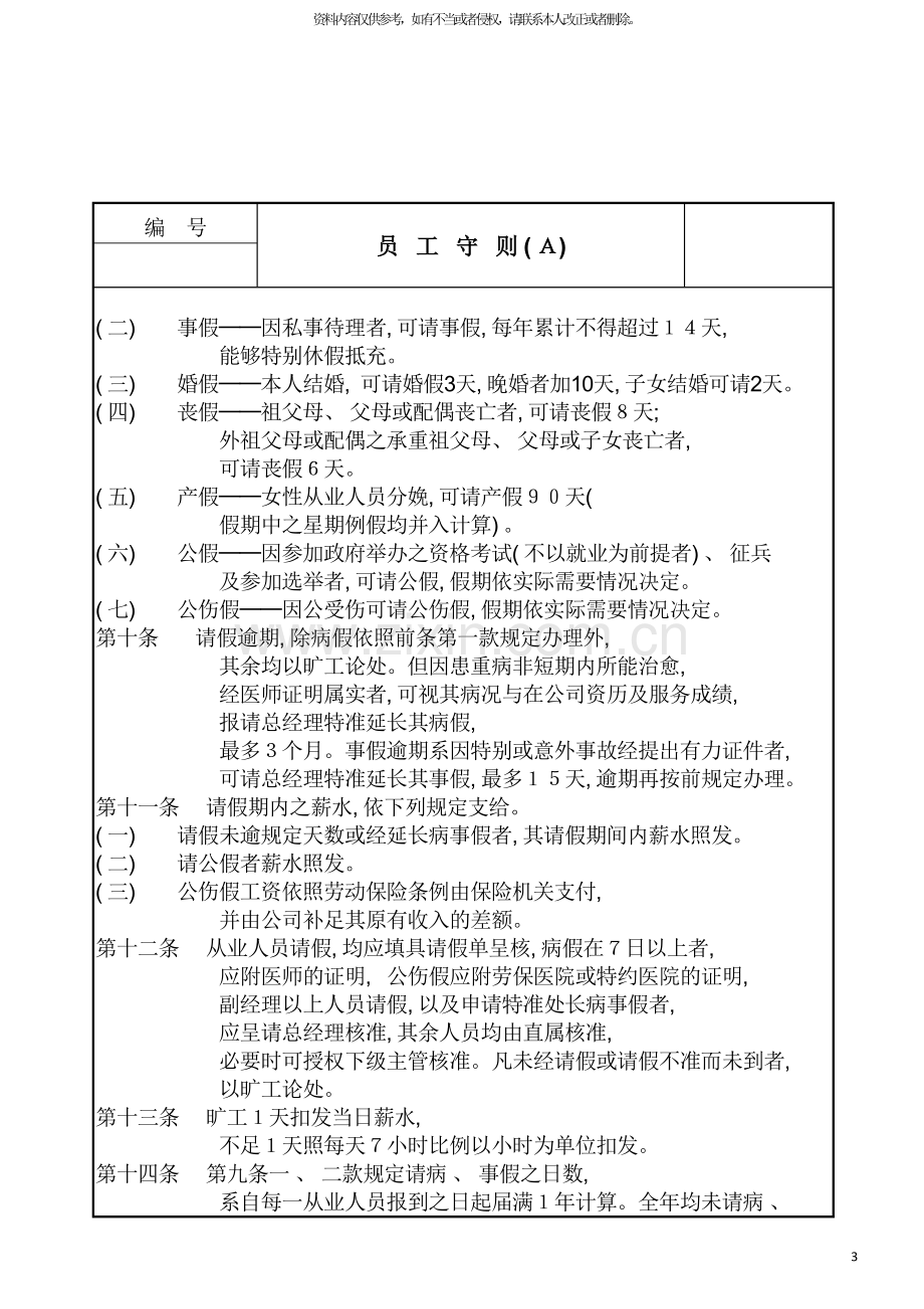 公司针对不同岗位性质员工的员工守则模板.doc_第3页