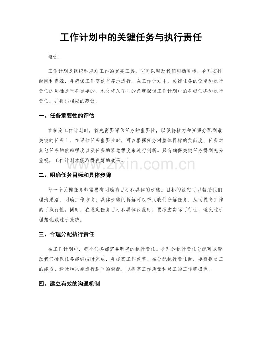 工作计划中的关键任务与执行责任.docx_第1页