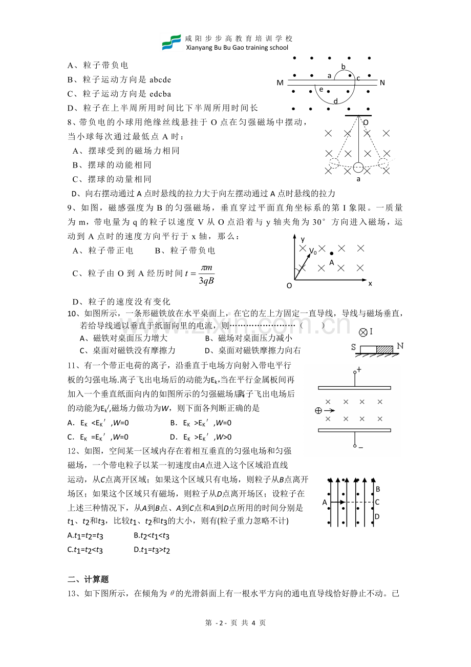 高中物理选修3-1《磁场》单元练习题.doc_第2页