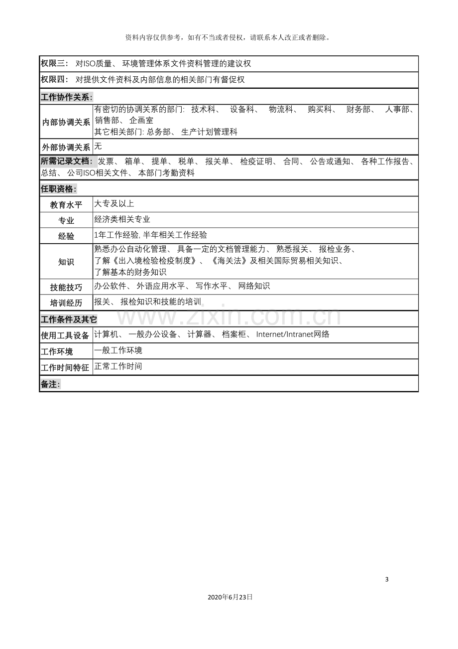 化妆品公司内勤岗位说明书.doc_第3页