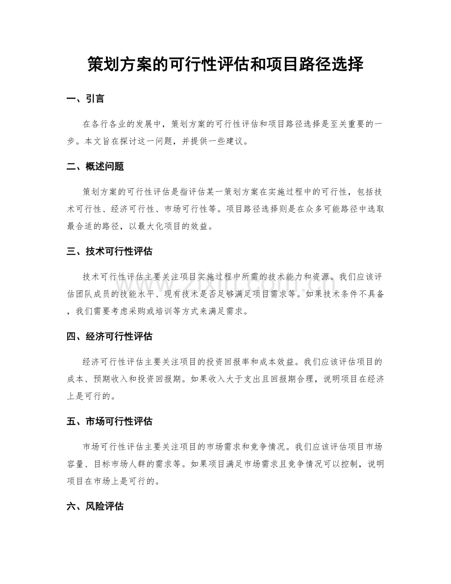 策划方案的可行性评估和项目路径选择.docx_第1页