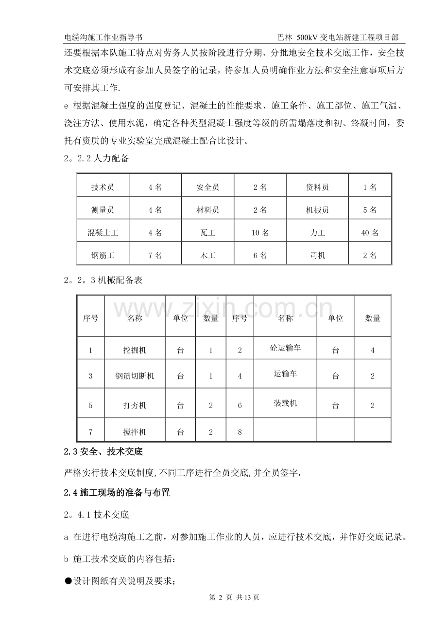 电缆沟施工作业指导书...doc_第2页