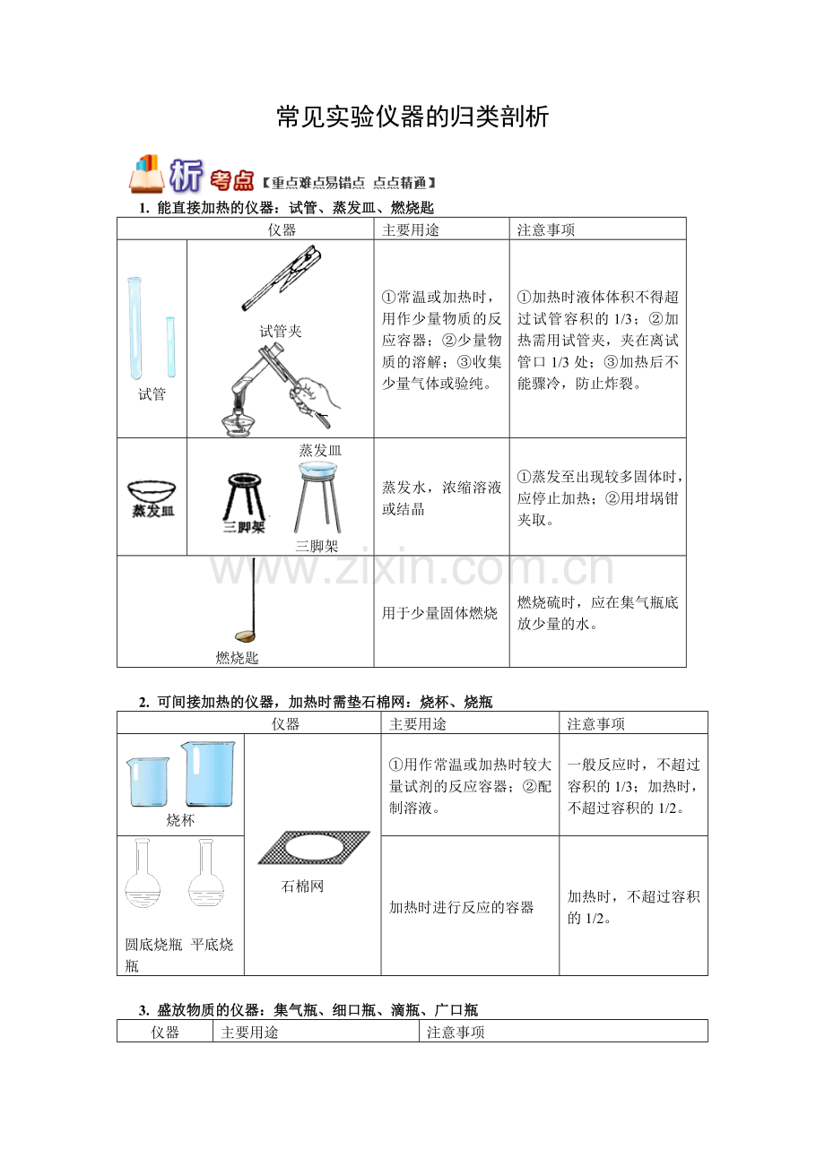 中考化学复习-常见实验仪器的归类剖析.doc_第1页