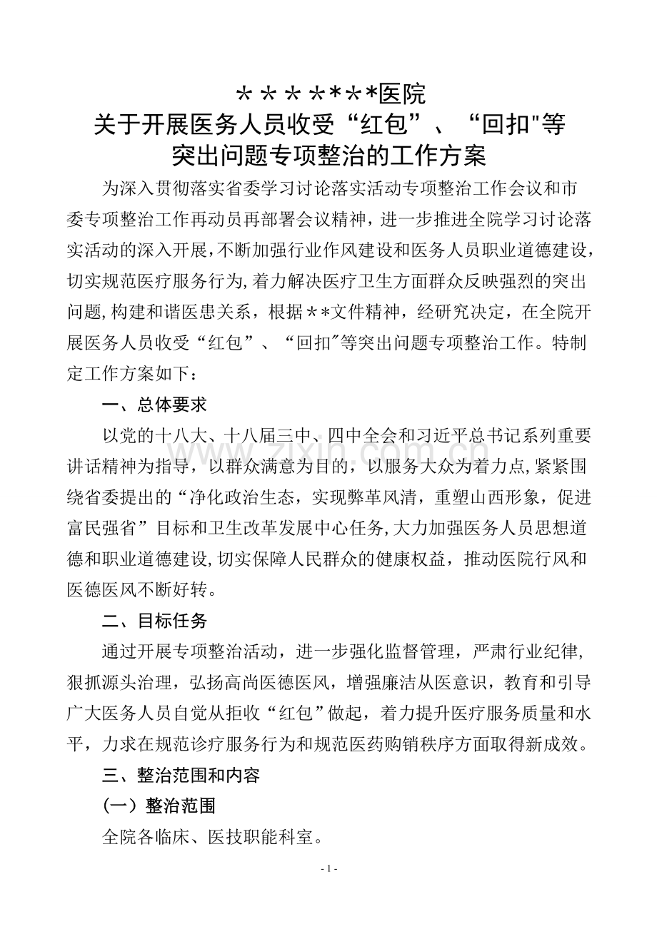 医院专项整治方案.doc_第1页