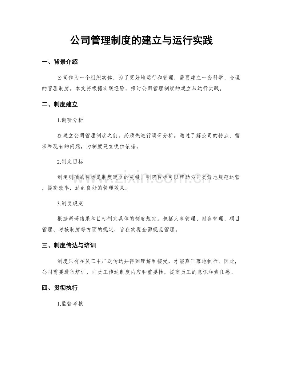 公司管理制度的建立与运行实践.docx_第1页