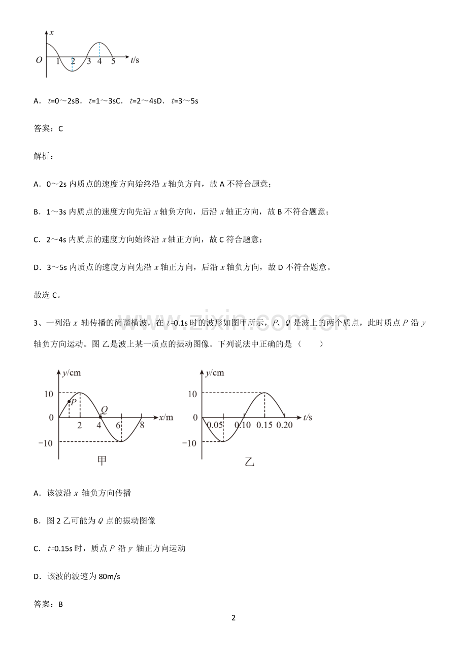 人教版2022年高中物理机械振动与机械波题型总结及解题方法.pdf_第2页